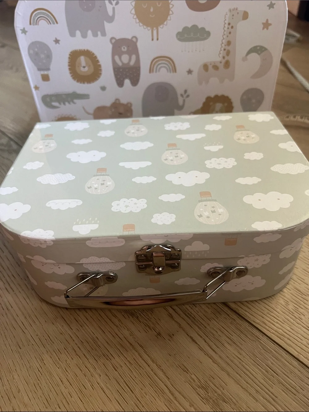 Kids Decorative Storage Suitcases - Cloud & Animal Print - Set of 2